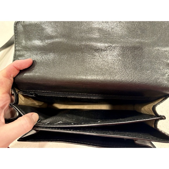 PORTAFOGLI PELLE TOSCANINO TRACOLLA LEATHER WALLET BORSA NERA BORSETTA CROSSBODY - Picture 13 of 16